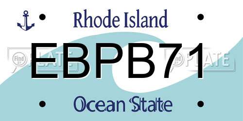 EBPB71 Rhode Island License Plate