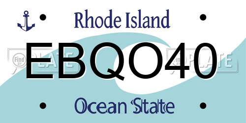 EBQO40 Rhode Island License Plate