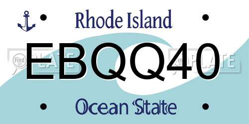 EBQQ40 Rhode Island License Plate