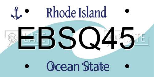EBSQ45 Rhode Island License Plate
