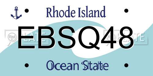 EBSQ48 Rhode Island License Plate