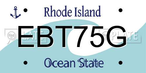 EBT75G Rhode Island License Plate