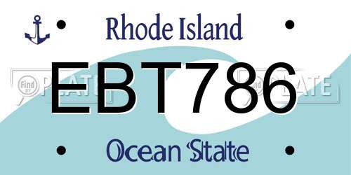 EBT786 Rhode Island License Plate