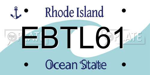 EBTL61 Rhode Island License Plate