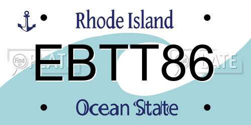EBTT86 Rhode Island License Plate
