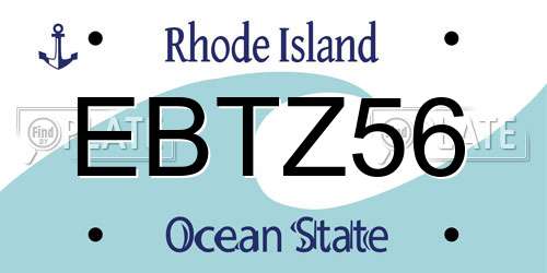 EBTZ56 Rhode Island License Plate
