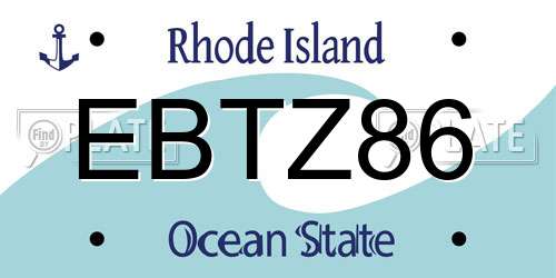 EBTZ86 Rhode Island License Plate