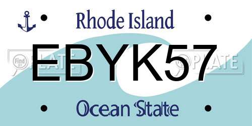EBYK57 Rhode Island License Plate