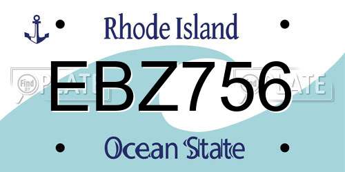 EBZ756 Rhode Island License Plate
