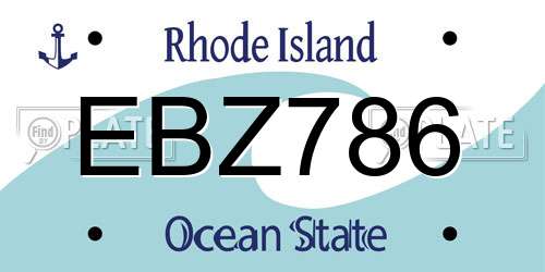 EBZ786 Rhode Island License Plate