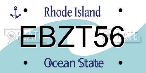 EBZT56 Rhode Island License Plate