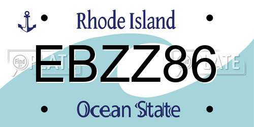 EBZZ86 Rhode Island License Plate