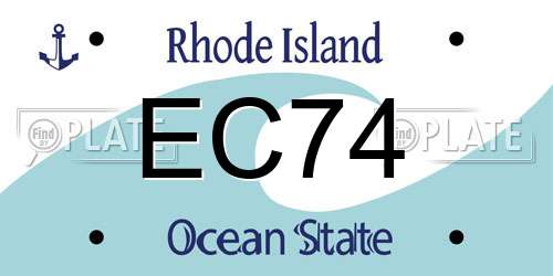 EC74 Rhode Island License Plate