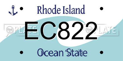 EC822 Rhode Island License Plate