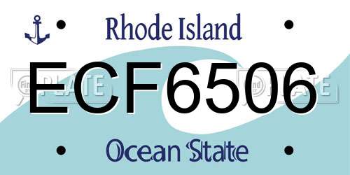ECF6506 Rhode Island License Plate