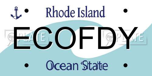ECOFDY Rhode Island License Plate