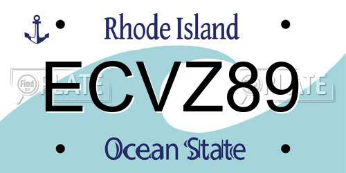 ECVZ89 Rhode Island License Plate