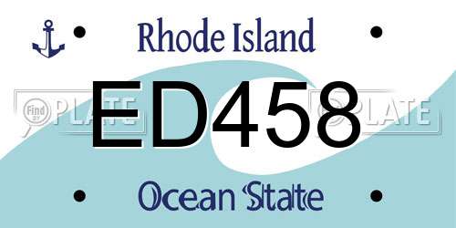 ED458 Rhode Island License Plate