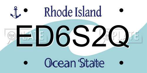 ED6S2Q Rhode Island License Plate
