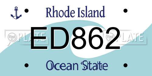 ED862 Rhode Island License Plate