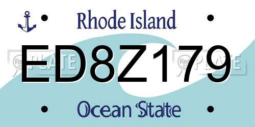 ED8Z179 Rhode Island License Plate
