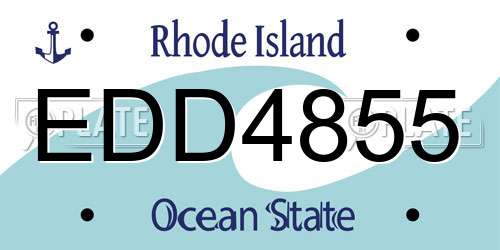 EDD4855 Rhode Island License Plate