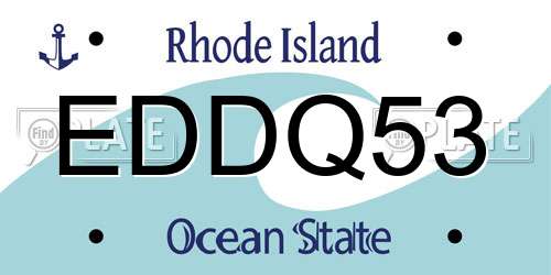 EDDQ53 Rhode Island License Plate