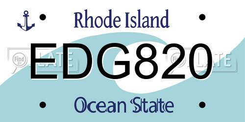 EDG820 Rhode Island License Plate