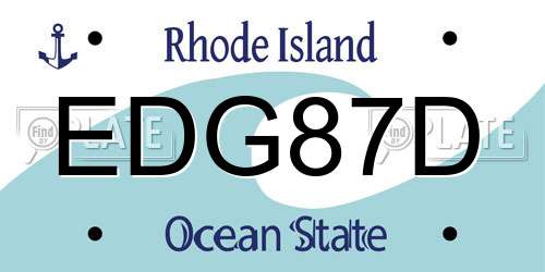 EDG87D Rhode Island License Plate