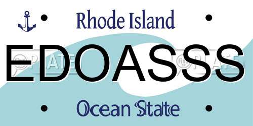 EDOASSS Rhode Island License Plate