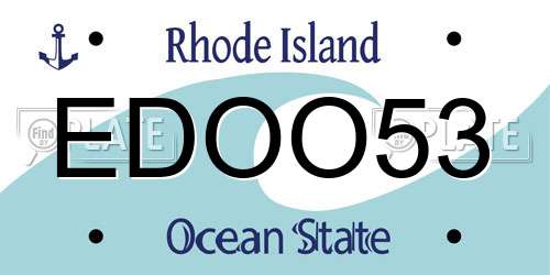 EDOO53 Rhode Island License Plate