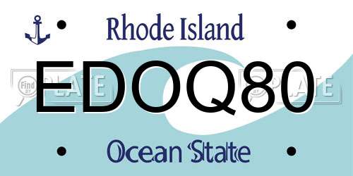 EDOQ80 Rhode Island License Plate