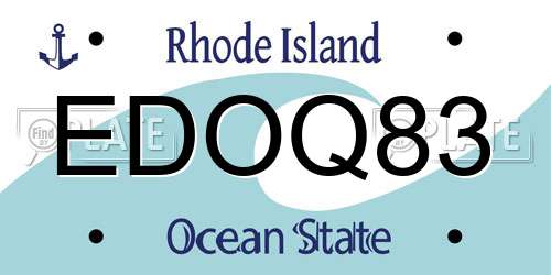 EDOQ83 Rhode Island License Plate