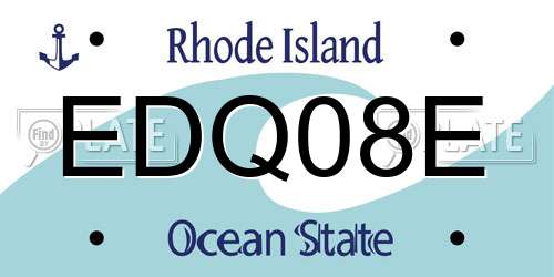 EDQ08E Rhode Island License Plate