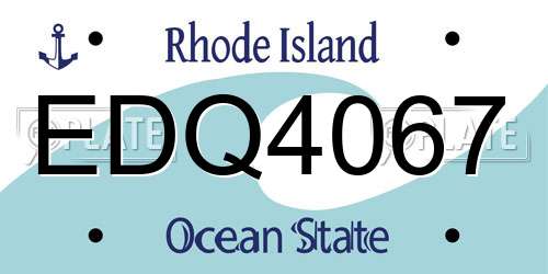 EDQ4067 Rhode Island License Plate