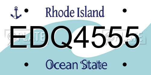 EDQ4555 Rhode Island License Plate