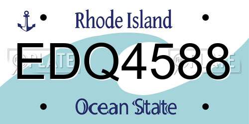 EDQ4588 Rhode Island License Plate