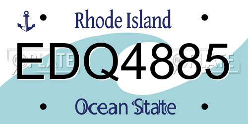 EDQ4885 Rhode Island License Plate
