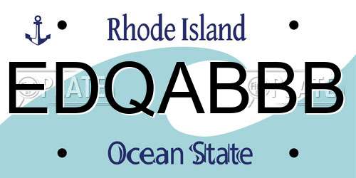 EDQABBB Rhode Island License Plate
