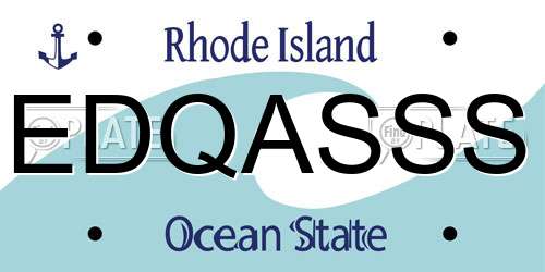 EDQASSS Rhode Island License Plate