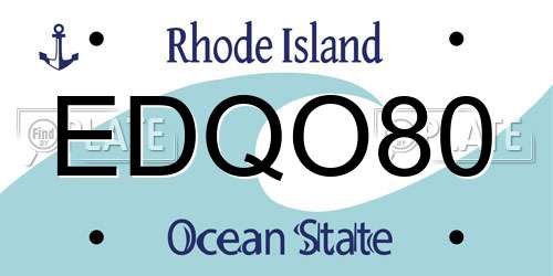 EDQO80 Rhode Island License Plate
