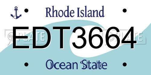 EDT3664 Rhode Island License Plate