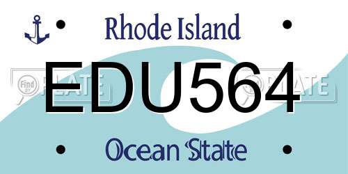 EDU564 Rhode Island License Plate