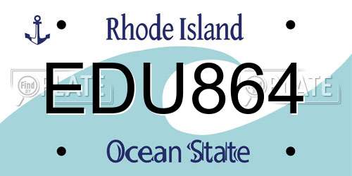 EDU864 Rhode Island License Plate