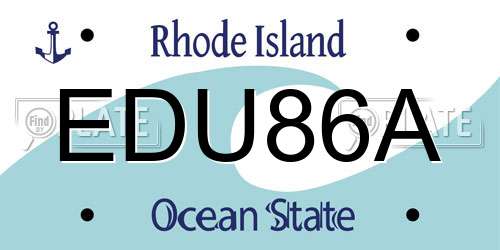 EDU86A Rhode Island License Plate