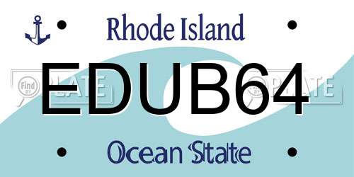 EDUB64 Rhode Island License Plate