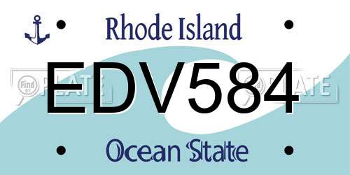 EDV584 Rhode Island License Plate