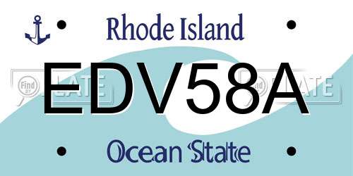 EDV58A Rhode Island License Plate