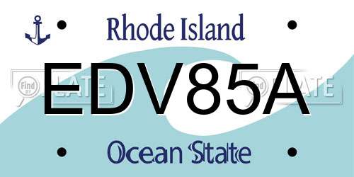 EDV85A Rhode Island License Plate