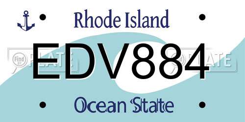 EDV884 Rhode Island License Plate
